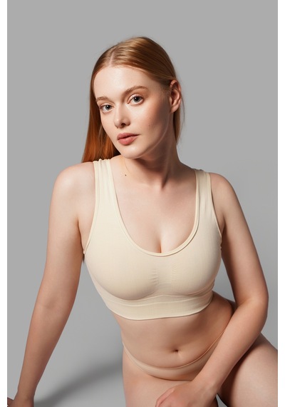 Fit Women Kalın Askılı Pedsiz Büstiyer Korsesi Seamless 5050 Ten