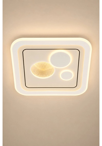 Modern Kare Avize 3 Renk Işık Salon Oturma Odası Yatak Odası Beyaz Dekoratif Tavan Avizesi 100w Led 50 Cm