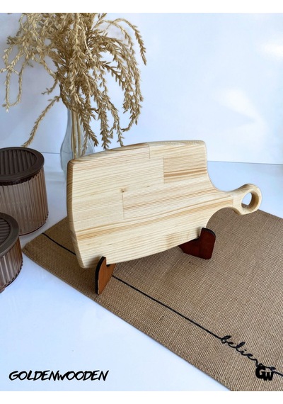 Doğal Ahşap Sunum Tabağı Geçme Ahşap Sunumluk Beyaz Çam Boy:34cm En:17,5cm Boy:29cm En:14cm