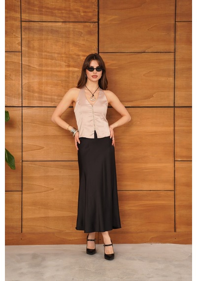Verymoda Fermuarlı Saten Yelek Vmd2952 Taş