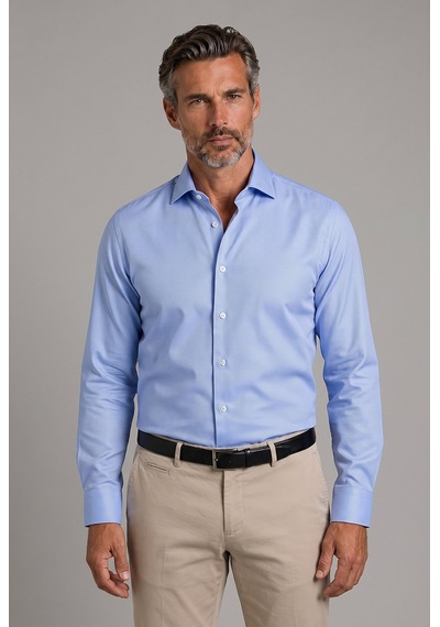 Bisse Mavi Regular Fit Cepsiz Klasik Uzun İtalyan Yaka Gömlek Gmkls252181 D35