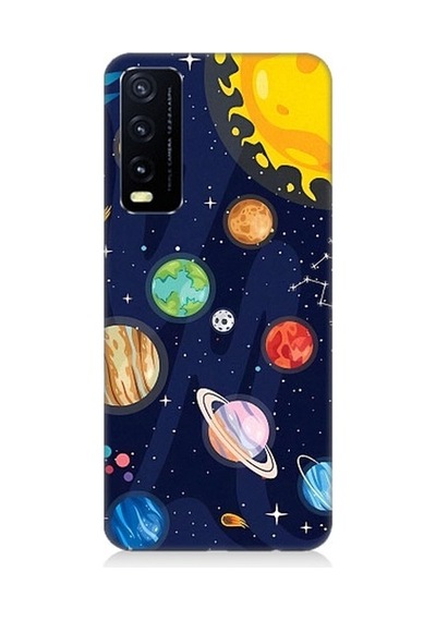 Vivo Y20 Uyumlu Gezegenler Ve Yıldız Haritası Desenli Silikon Kılıf