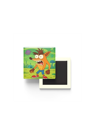 Crash Bandicoot - 9x9 Cm Baskılı Kare Buzdolap Magneti