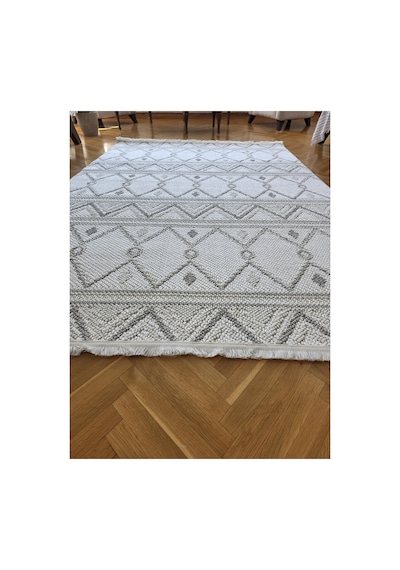 Badelya Home Monaco 0160a Krem Gri İskandinav Sisal Bukle Yumuşak Özel Ölçü Salon Koridor Mutfak Halısı Yolluk 0160a-krem/gri
