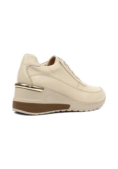 Kadın Bej Dolgu Topuklu Deri Sneaker