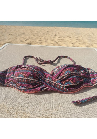 Bonbon Kadın Plaj Giyim Desenli Bikini Üst Bb2571 Siyah