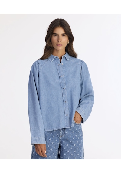 Yargıcı Balon Kollu Denim Gömlek 25kkgm6041x 515 Mavi