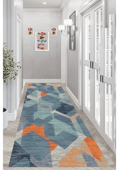 Rovigo Home Dijital Baskı Yıkanabilir Kaymaz Taban Salon Halısı Ve Yolluk Rvg0954-fnl203 Mavi