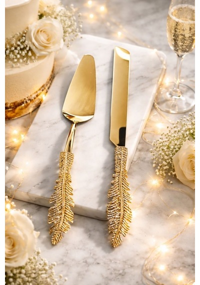 Ersan Home Tüy Model Gold 2li Pasta Sunum Seti Altın
