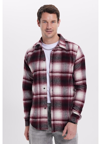 Tudors Erkek Slim Fit Dar Kesim Kareli Kışlık Oduncu Gömlek-42096 Çok Renkli