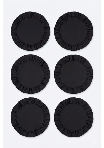 Yunusoğlu Home Pamuklu Fırfırlı Supla 6'lı Set Amerikan Servis 33 Cm Çap Supla 6'lı Siyah
