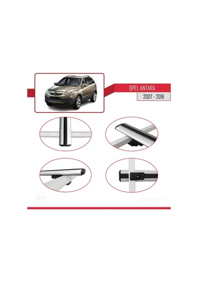 Opel Antara 2007-2016 Arası İle Uyumlu Basic Model Ara Atkı Tavan Barı Gri 3 Adet