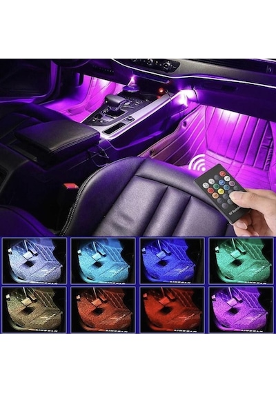 Ayak Altı 12 Led Araç Içi Sese Duyarlı Kumandalı Rgb Led (426556356)