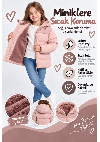 Ahengim Kız Çocuk Kapüşonlu Şişme Mont Yumuşak İç Astarlı Omuz Detaylı Kışlık Mont Ak4251 Pudra Ahengim Kız Çocuk Kapüşonlu Şişme Mont Yumuşak İç Astarlı Omuz Detaylı Kışlık Mont Ak4251 Pudra