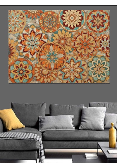 Mandala Desenli Duvar Kağıdı Dekoratif Kanvas - Mdf Ahşap Tablo