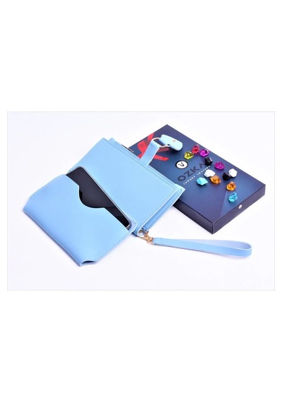 Ozka Leather Collection Özka Leather Telefon Bölmeli Trend Maça Klips Kadın Cüzdan - Anahtarlık Hediyeli Mavi Mavı