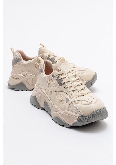 Luvishoes Lecce Kadın Spor Ayakkabı - Ekru - Gri