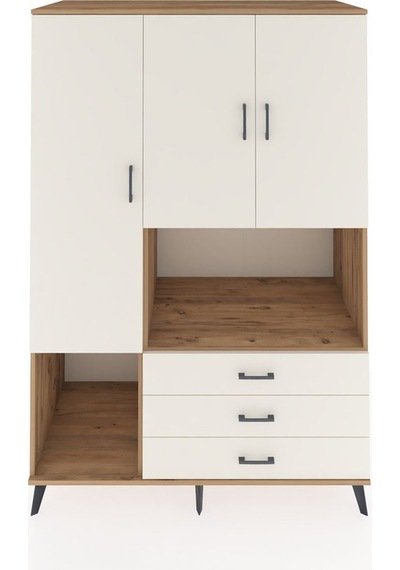 Kronos Dolap 6 Raflı 3 Çekmeceli 3 Kapaklı 132x59x195 Çam-aytaşı/aytaşı Aytası/aytası