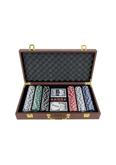 Deri Çantalı Poker Seti 300 Parça Chip Ve 2 İskambil Kağıdı Destesi