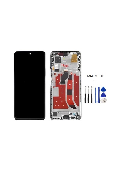 Tkgz -  Nova 9se Lcd Ekran Dokunmatik - A - Kalite Çıtalı Gümüş + Tamir Seti Siyah