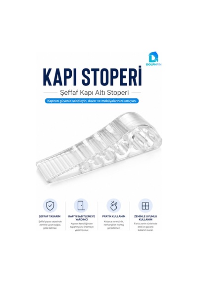 Şeffaf Kapı Altı Stoperi Kama Tipi Kapı Sabitleyici