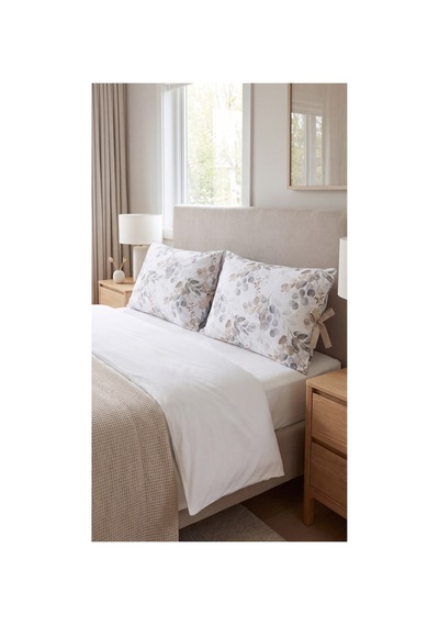 Okaliptüs Desenli Bağcıklı Yastık Kılıfı 50x70 Cm %100 Pamuk Dekoratif Yastık Kılıfı Bej - 909641241 Bej