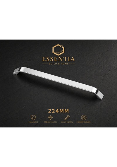 224 Mm Parlak Gümüş Mobilya Kulpu Modern Premium Dolap Ve Çekmece Kulbu Çoklu Renk