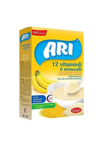 Arı Mama 12 Vitaminli 6 Mineralli Sütlü Muzlu,250 Gr