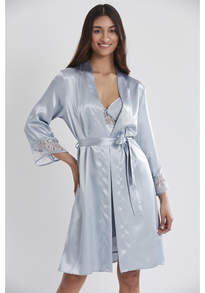 Pierre Cardin Saten Dantelli Gecelik Ve Sabahlık Takımı - 4075 Mist