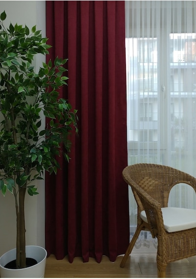 Evdepo Home Bordo Fon Perde Tek Kanat (539777273) Bordo