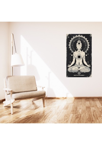 Bohem Tablo Meditasyon Enerjisi Spiritüel Tek Renkli Vintage Bohem Duvar Sanatı Çerçevesiz Poster
