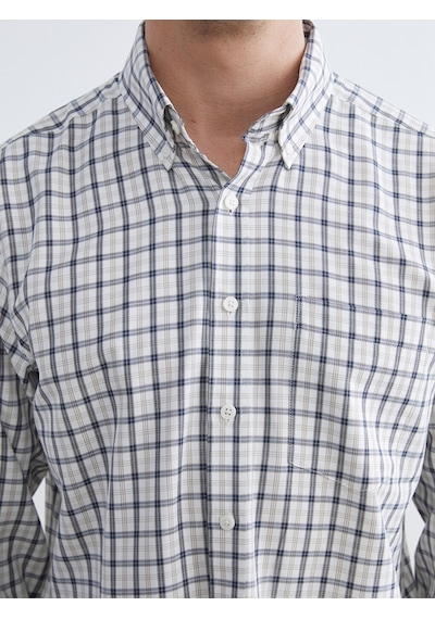 Lcwaıkıkı Classic Bej Regular Fit Ekose Gabardin Erkek Gömlek