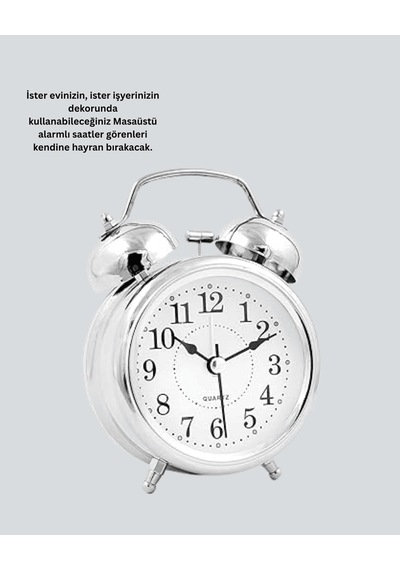 Yuvarlak Dekoratif Masa Saati, Gümüş Işıklı Alarmlı Sessiz Çok Renkli