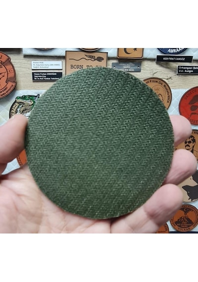 Şaman Kurt - Deri Peç - Arma - Leather Patch Bej