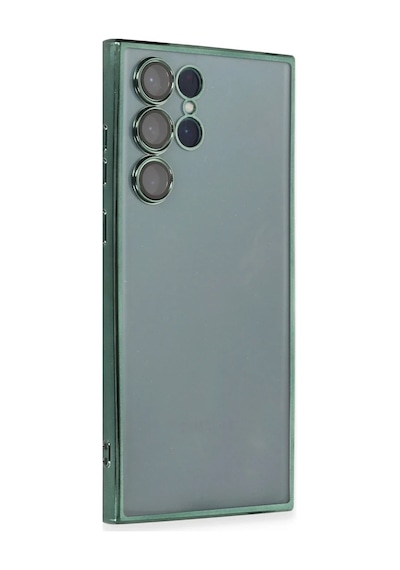 Samsung Uyumlu  Galaxy S22 Ultra Kılıf Razer Lensli Silikon - Yeşil 0.2M-Çok Renkli
