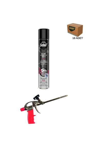 Selsil Pu Tabancalı Yapıştırıcı Köpük 750 Ml. 16 Adet ,demir Köpük Tabancası