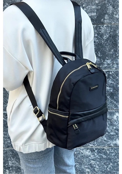 Just Polo Kadın İthal Saten Kumaş Şık Okul Ve Sırt Çantası Shopper Siyah