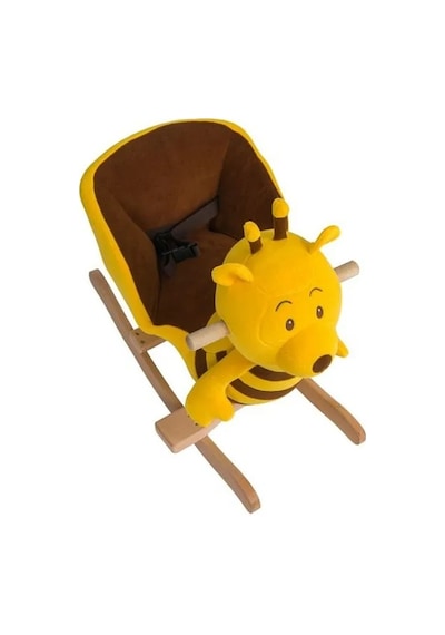 Vavbaby Sallanan At Ahşap Peluş Yumuşak - Arı Sarı