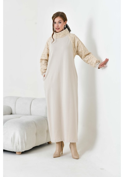 FTZ Women Ftz Kadın Kapitoneli İki İp Elbise Beige 30982 Beige Bej
