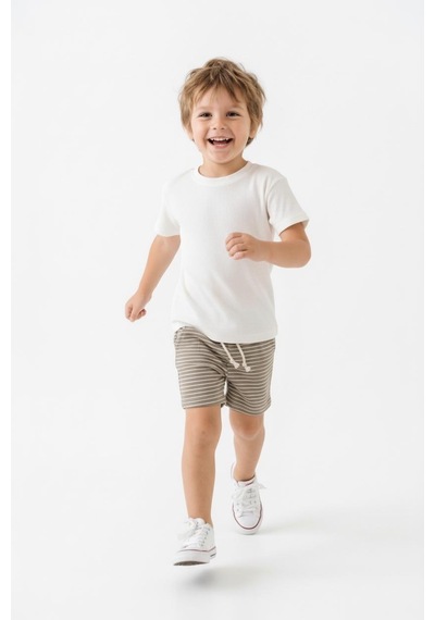 Miababy Erkek Çocuk Şort Tişört 2li Takım Bej