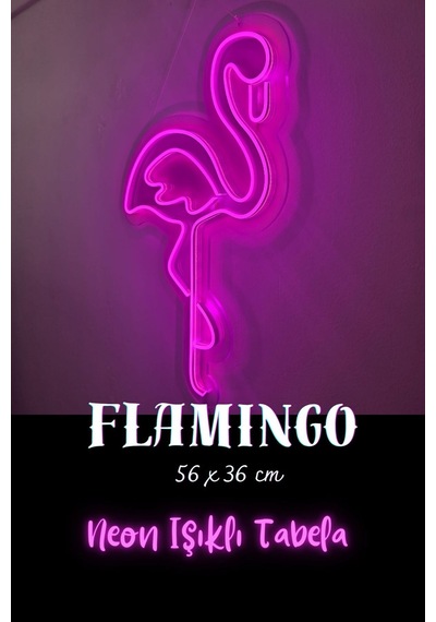 Neon Yazı Tabela Dekoratif Şeffaf Led Işık Flamingo