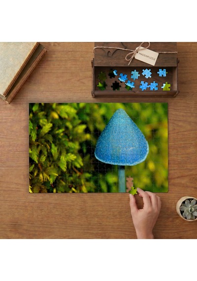 Mavi Mantar Tasarımı 240 Parça Ahşap Puzzle Ahşap Kutuda Mpy60478