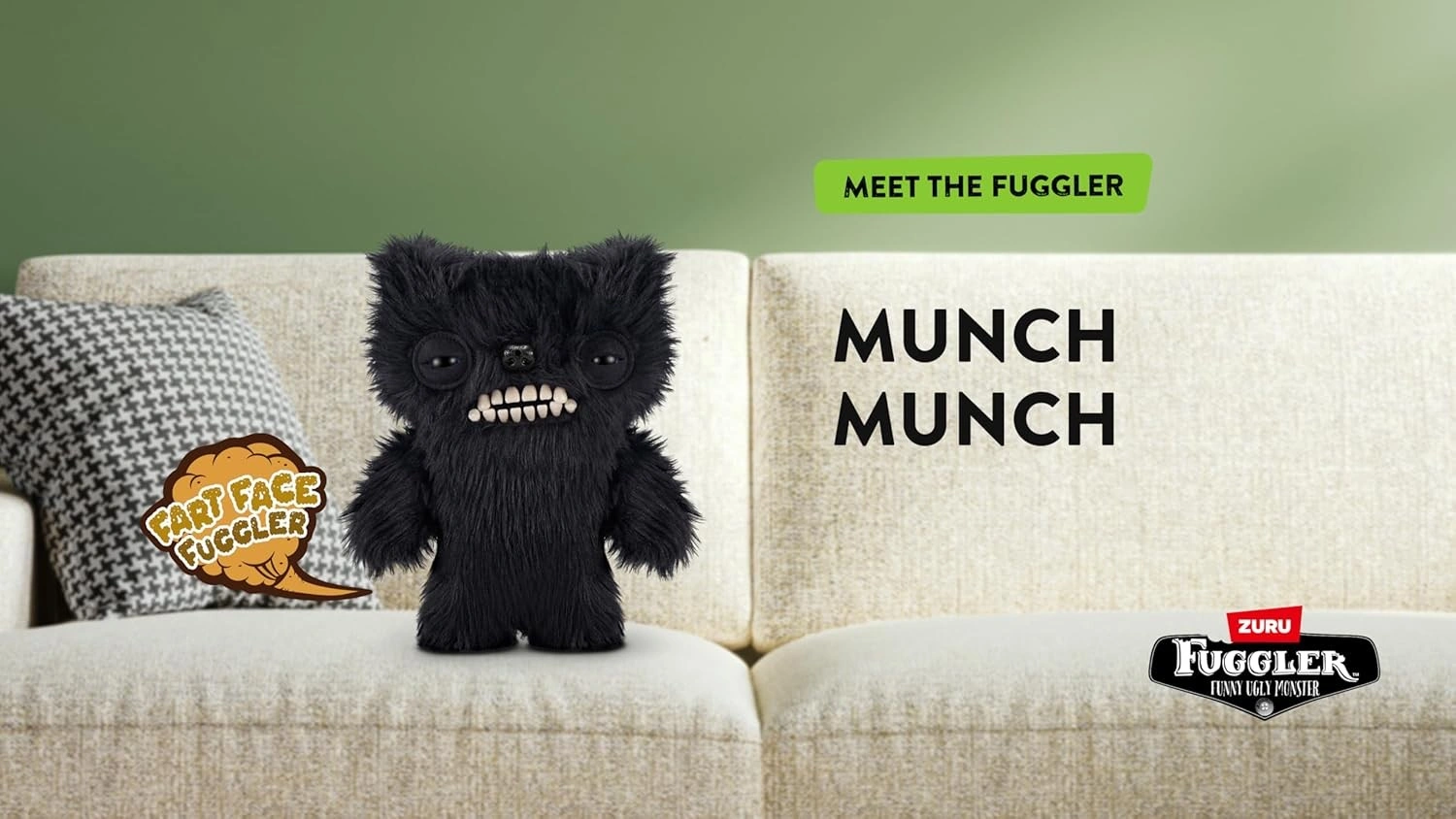 Gaz Çıkaran Fuggler Fart Face Sesli Hareket Sensörlü Komik Çirkin Peluş Oyuncak Munch Munch 22cm Çok Renkli