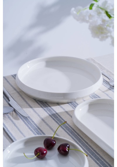 Acar Rumi Yuvarlak Tabak - 24 Cm Beyaz