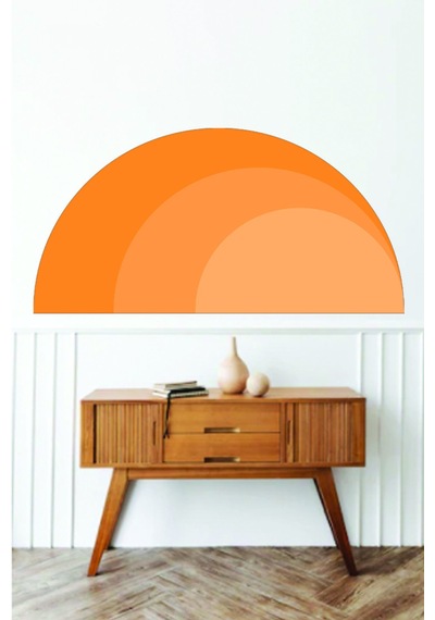 Bohem Tarz Parçalı Yarım Daire Turuncu Duvar Sticker 140x70 Cm