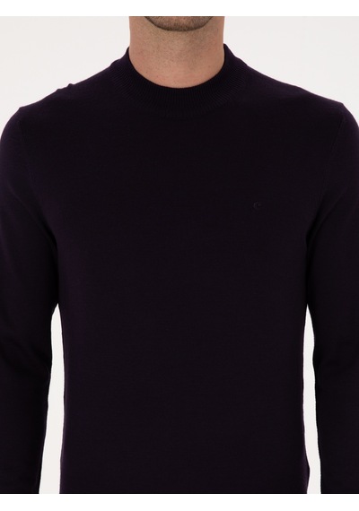 Cacharel Mürdüm Slim Fit Yün Karışımlı Çeyrek Balıkçı Yaka Basic Triko Kazak Pembe