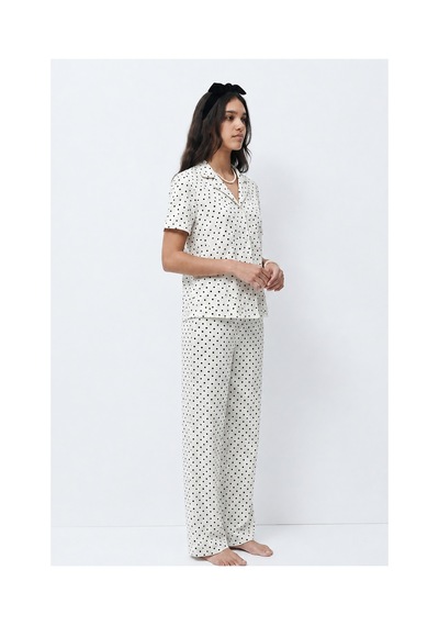 Fit Women Standart Boy Elastanlı Kar Beyaz Pijama Takımı