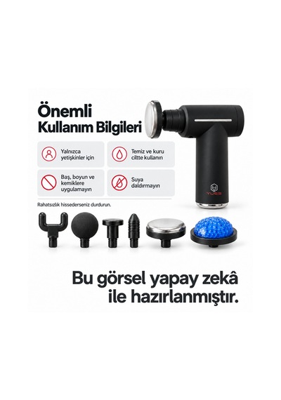 Yues Sıcak Soğuk Kompresli Şarjlı Masaj Tabancası 6 Başlık Siyah