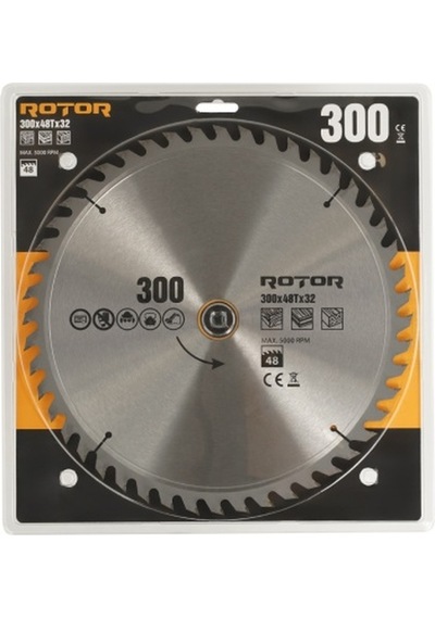 Daire Testere Bıçağı 300x32/25,4 Mm 48t Ahşap Kesim Gönye Ve Tezgah Tipi Testere Adaptörlü