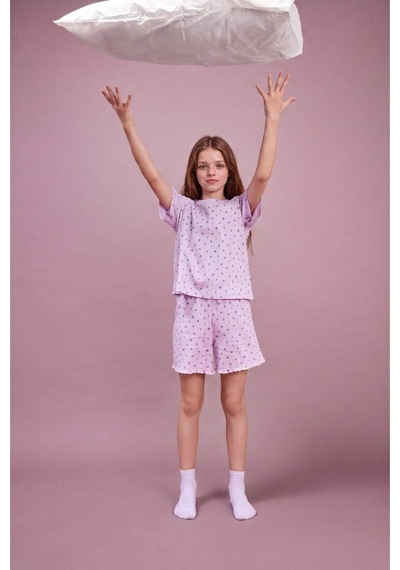 Defacto Regular Fıt Fitilli Kaşkorse Şort Tişört 2li Pijama Takımı Kız Çocuk H8104a826smpr67 Mor-pr67 Defacto Regular Fıt Fitilli Kaşkorse Şort Tişört 2li Pijama Takımı Kız Çocuk H8104a826smpr67 Mor-pr67